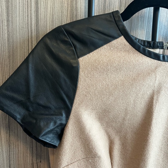 Club Monaco Wool Blend Lined Dress with Leather Trim Size 4 - Picture 3 of 6